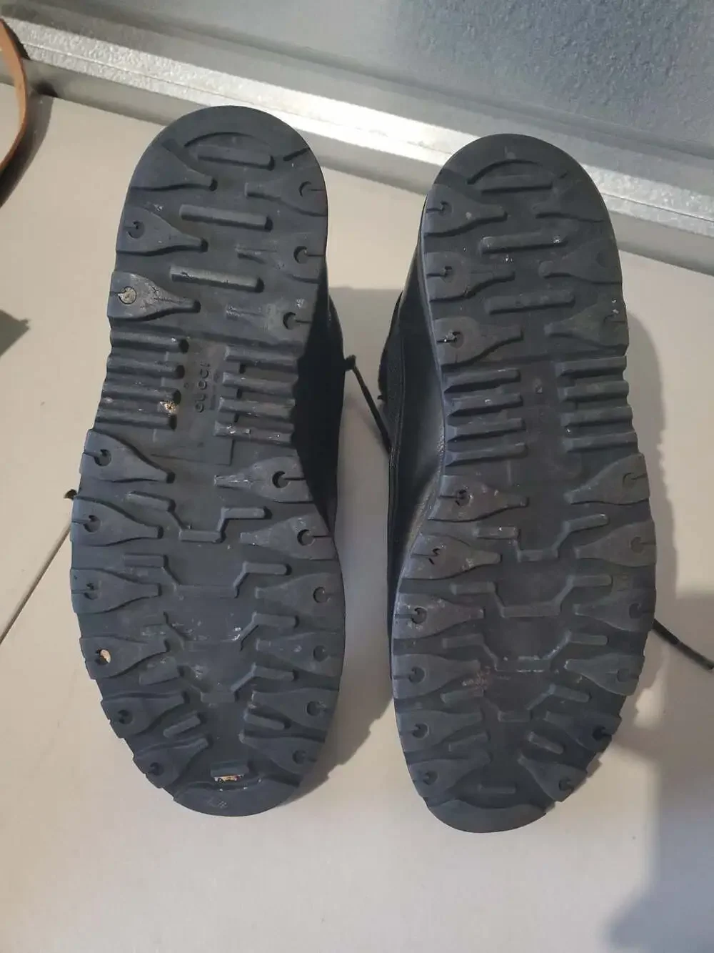 Gucci Men's Black Leather and Canvas GG Embossed Combat Boots